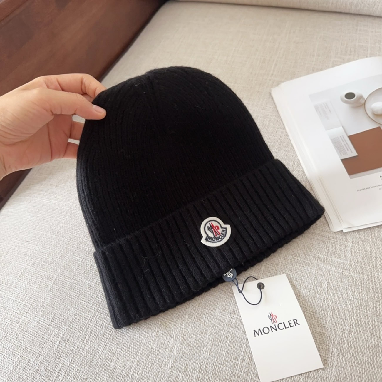 Moncler Logo Patch Beanie Black (3) - newkick.cc